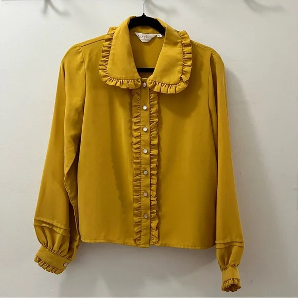 Mustard Ruffle Blouse - Picture 2 of 5